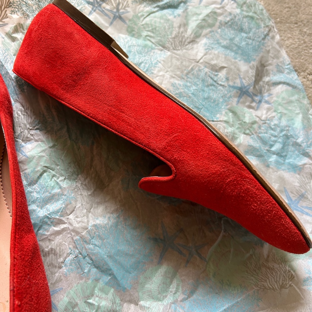 Red J Crew Suede Women's Loafers - Picture 5 of 6
